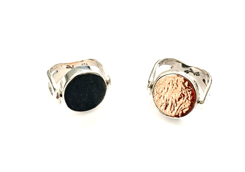 Copper and Onyx Flip Ring