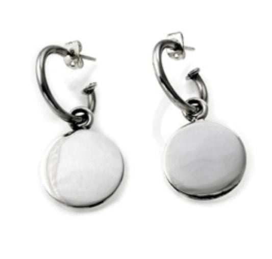 Hoop With Silver Disc Earrings