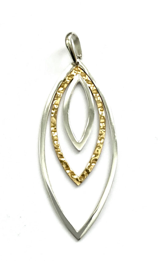 Silver and Hammered Brass pendant