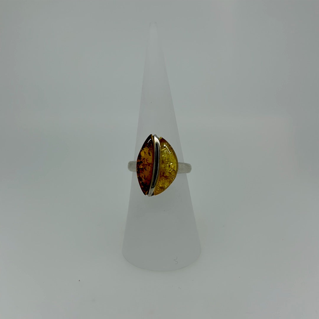 Two Tone Amber Ring