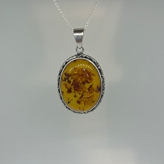 Framed Oval Amber pendant