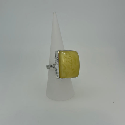 Large Square Amber Ring