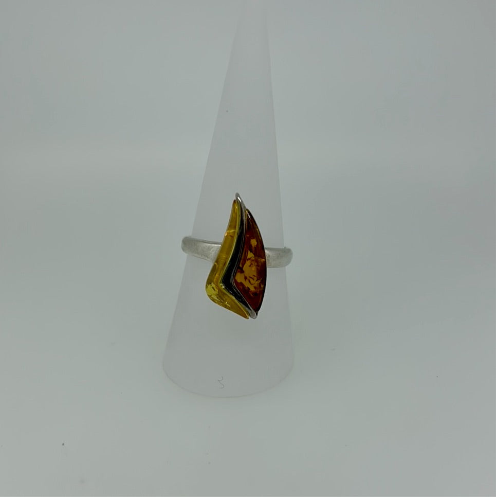 Two Tone Amber Ring