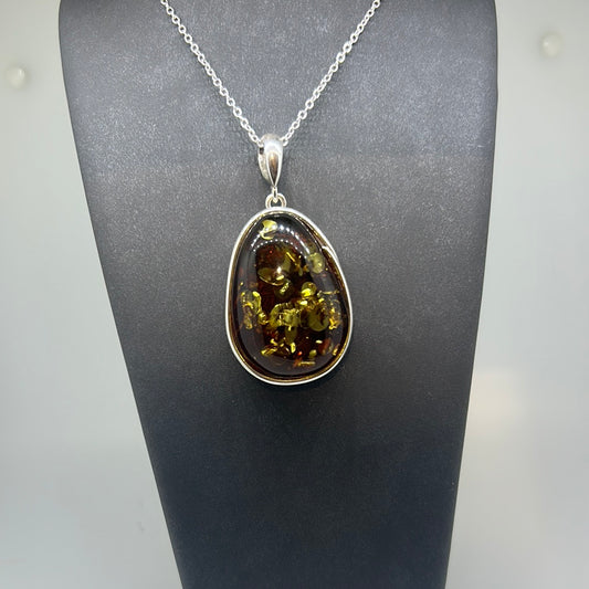 Gold flecks Amber pendant