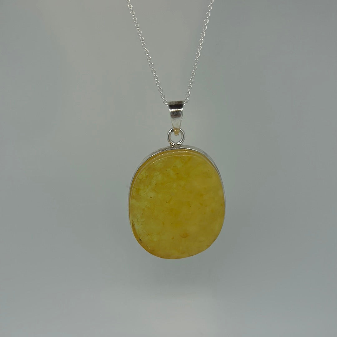 Flat Yellow Amber Pendant