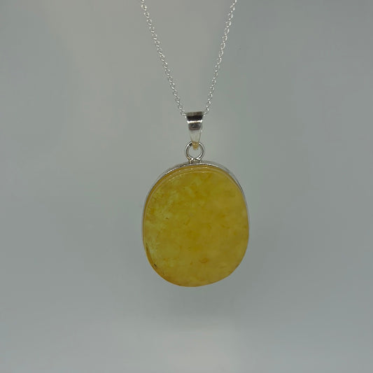 Flat Yellow Amber Pendant