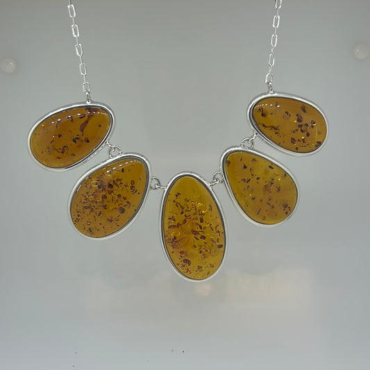 Amber on Paperclip Chain Necklace