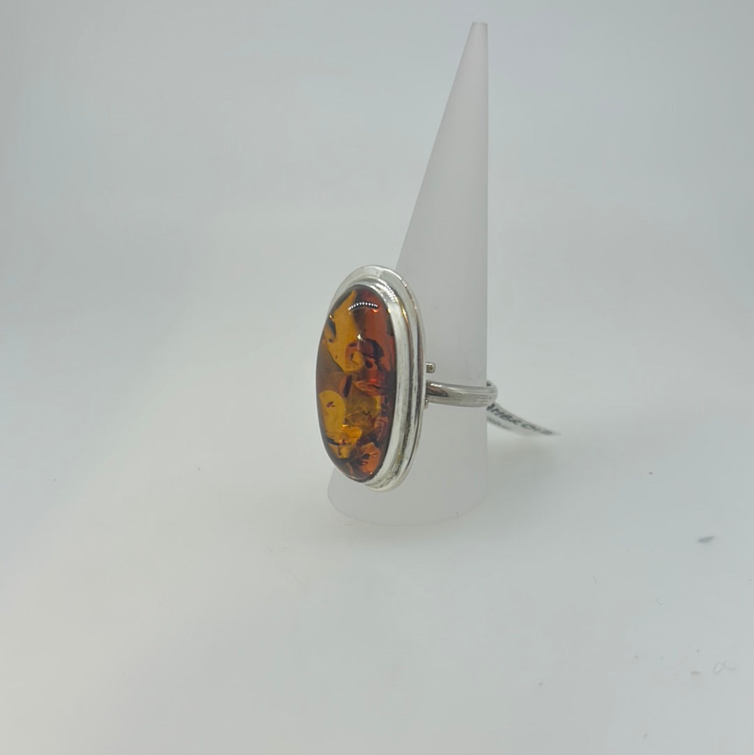 Long Oval Amber Ring