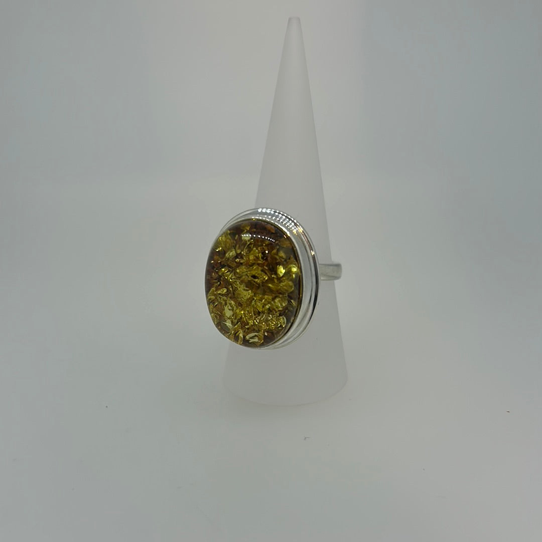 Large Golden Amber Ring
