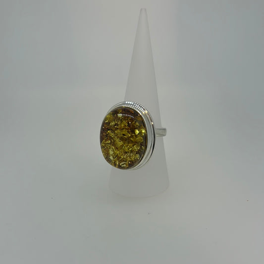 Large Golden Amber Ring