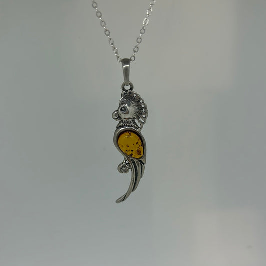 Amber Parrot Pendant