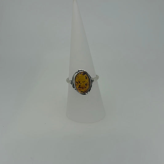 Little fancy bezel amber ring