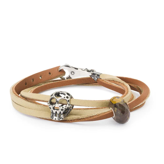 Trollbeads Brown and Beige Leather bracelet
